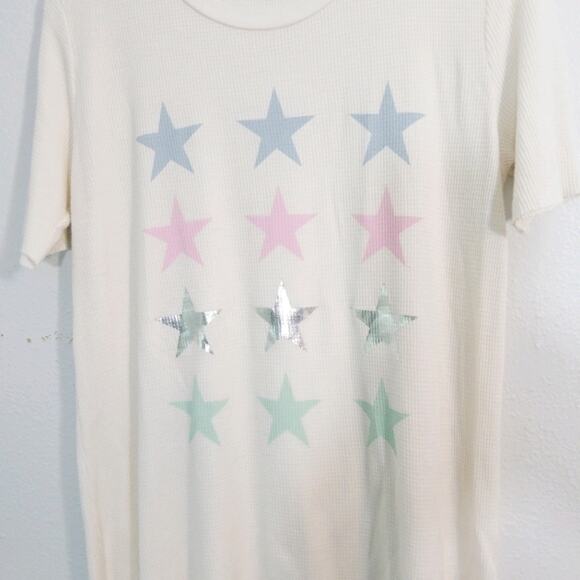 Wildfox Star striped waffle knit Henley tunic top - Picture 5 of 12